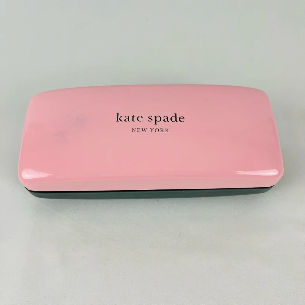 Kate Spade New York hard shell sunglasses case faux leather pink green